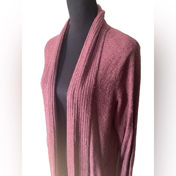 Barefoot Dreams CozyChic Lite Catalina Long Cardigan Sweater, Size Large, Garnet - Picture 5 of 10